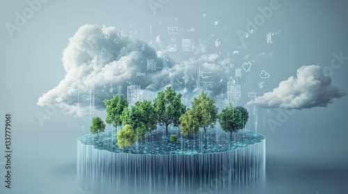 Futuristic sustainable environment with integrated data networks and green energy