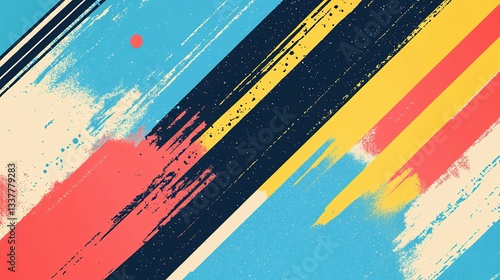 Diagonal colorful brushstrokes with various textures and an abstract design