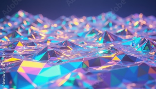 Surreal Iridescent Polygonal Waves with Shifting Colors Effect