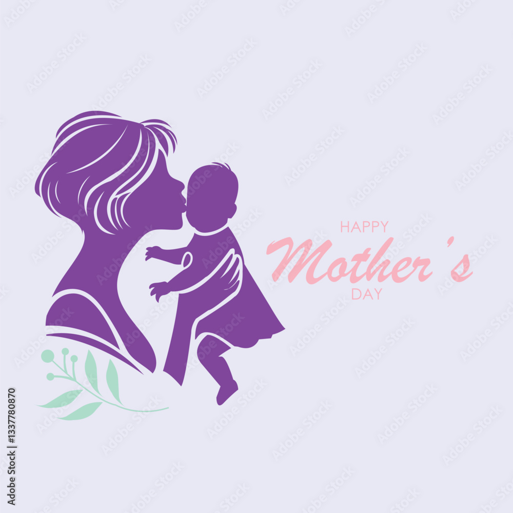 Mother and Baby Silhouette Mother's Day Illustration Mother and Baby Silhouette Mother's Day Illustration