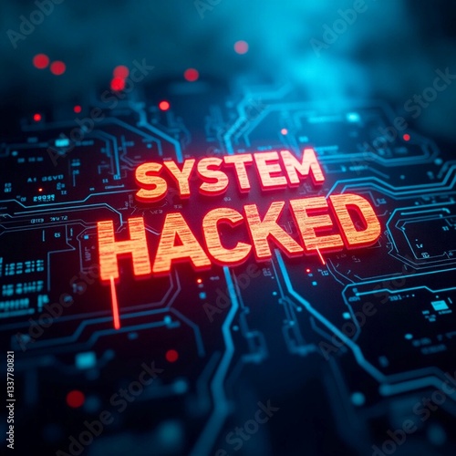  Cyber Attack Warning - System Hacked Digital Alert. 