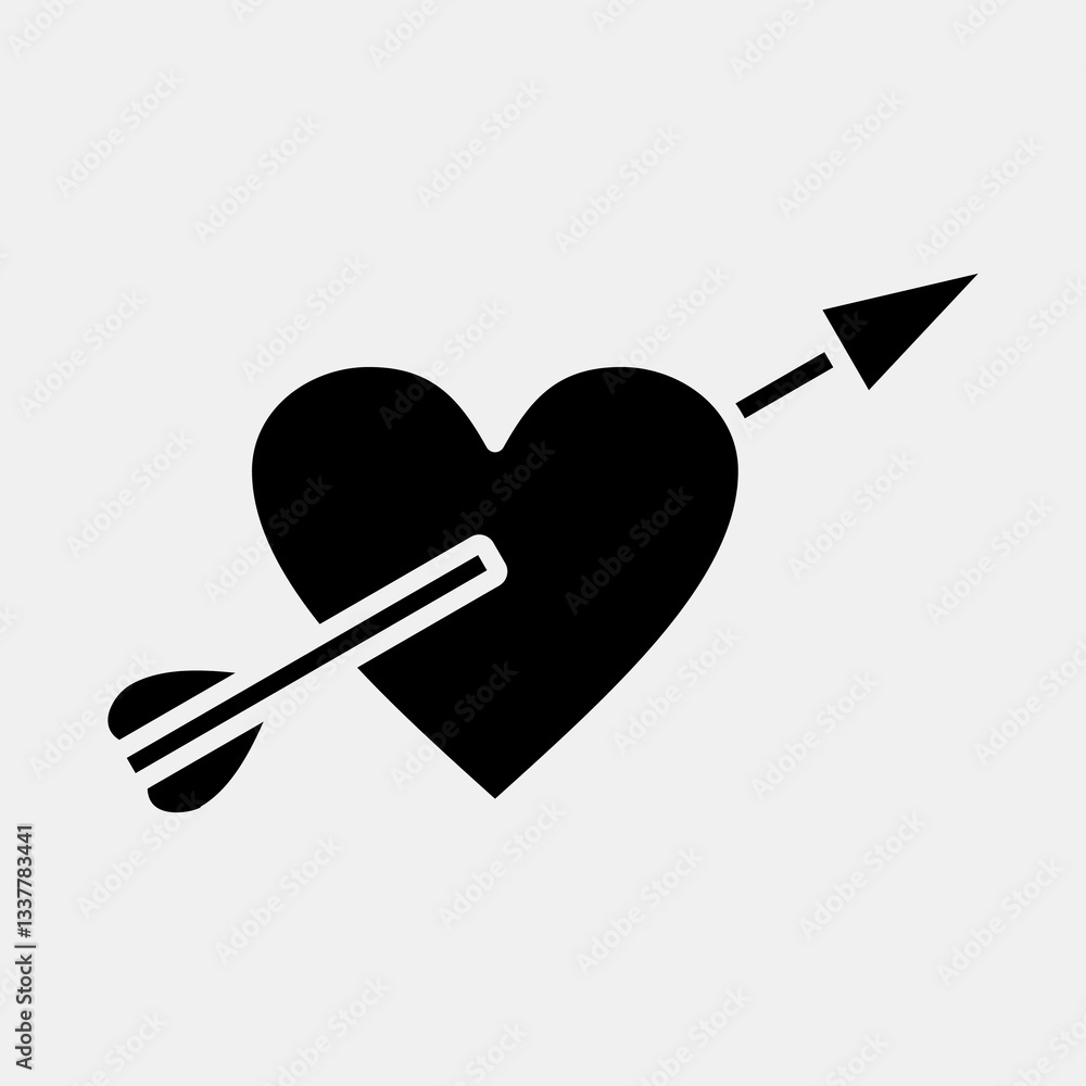 Icon heart with arrow. Valentine day celebration elements. Icons in glyph style. Good for prints, posters, logo, party decoration, greeting card, etc. Icon heart with arrow. Valentine day celebration elements. Icons in glyph style. Good for prints, posters, logo, party decoration, greeting card, etc.