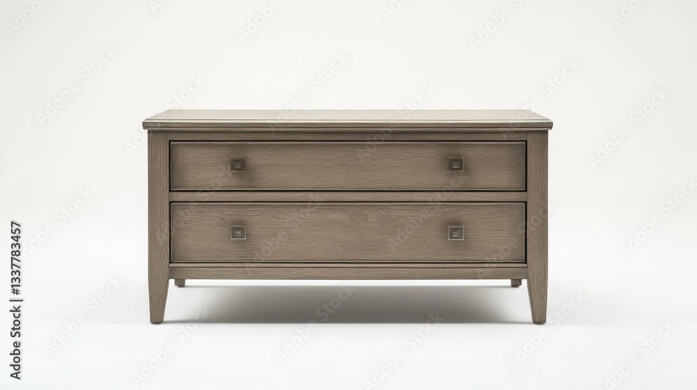 Light gray wooden two-drawer chest. Simple, classic style, with clean lines and subtle hardware. Solid construction, perfect for bedroom, living room, or guest room Light gray wooden two-drawer chest. Simple, classic style, with clean lines and subtle hardware. Solid construction, perfect for bedroom, living room, or guest room