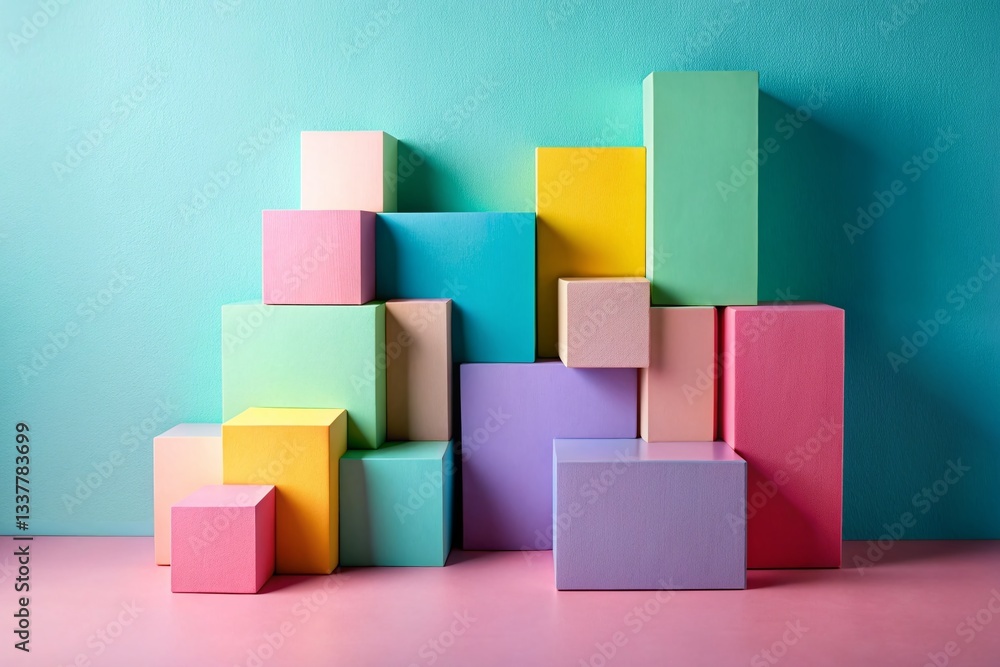 Fototapeta premium Pastel Geometric Blocks Silhouette: Modern Art & Branding Stock Photo