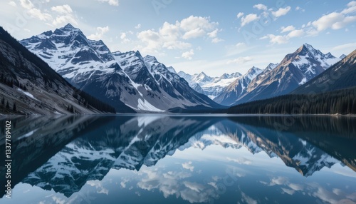 Wallpaper Mural Serene Mountain Reflection in Calm Lake Under Cloudy Sky Torontodigital.ca