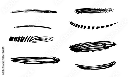 Hand drawn highlight strokes in various styles and shapes, showcasing artistic flair and creativity. These ellipses can enhance designs and add unique touch to projects