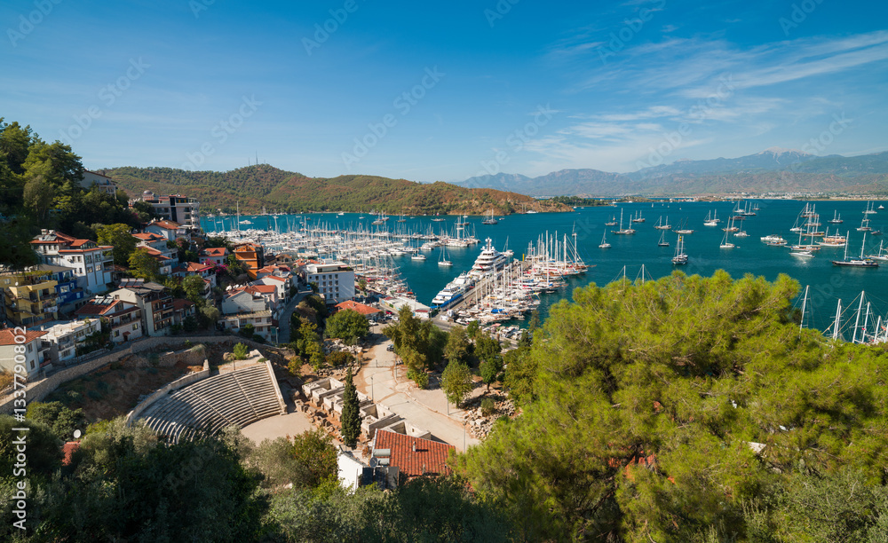 View of Fethiye city centre.Turkey's Mediterranean coast. Mugla city, Turkey country View of Fethiye city centre.Turkey's Mediterranean coast. Mugla city, Turkey country