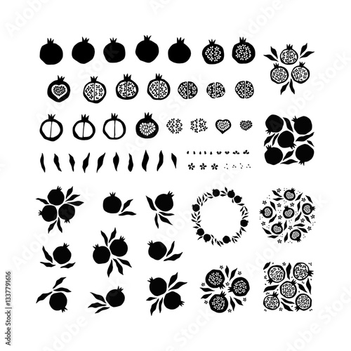 Pomegranate fruit hand drawn vector illustration