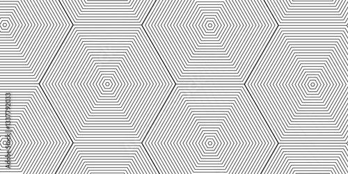 Abstract geometric gray and white hipster fashion hexagon pattern. Hexagon Pattern. Fashionable geometric design. Vector illustration. Seamless op art pattern. 3D illusion. 