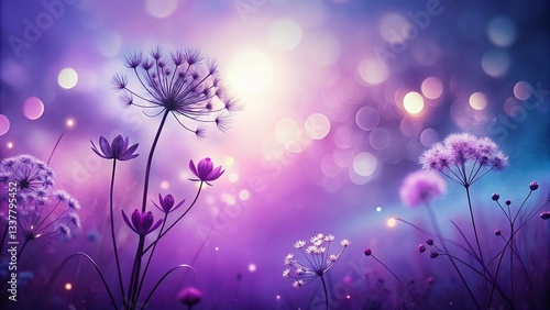 Purple Floral Silhouette Abstract Background Design Element Stock Photo