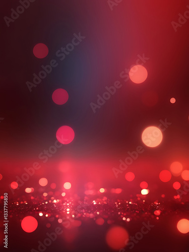 A ruby red bokeh background with glowing reflections, deep and passionate atmosphere.