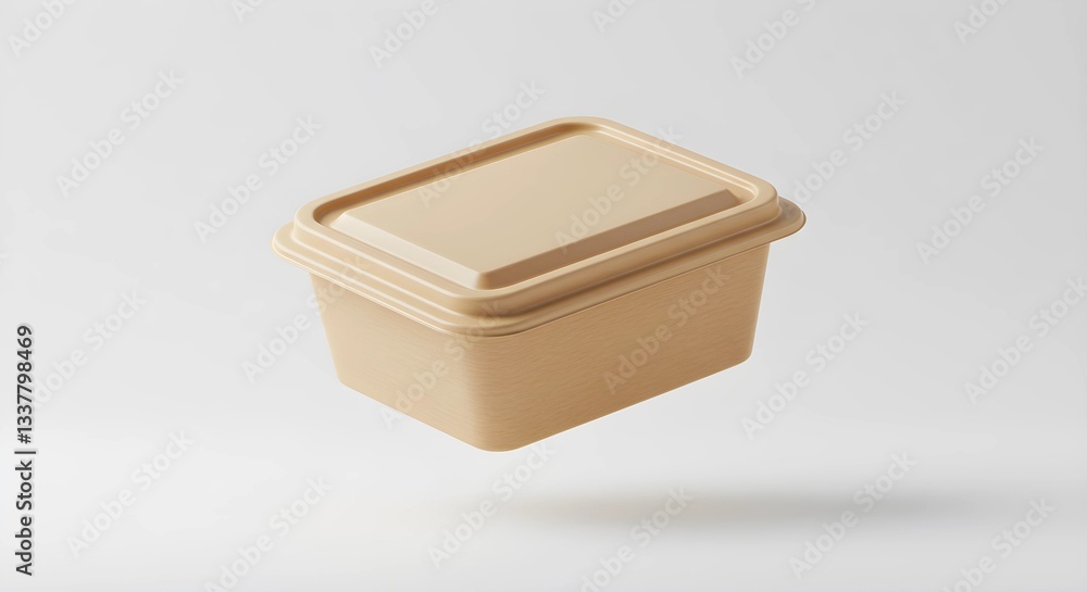 Beige takeaway food container mockup. Beige takeaway food container mockup.