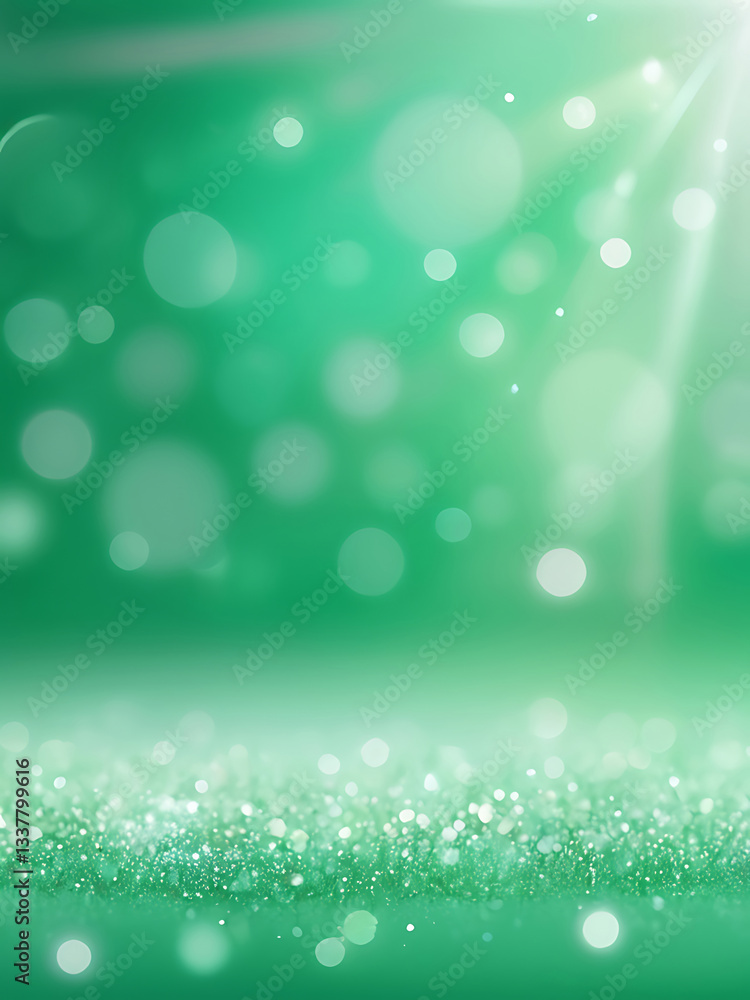 fresh mint green bokeh background with scattered bright sparkles, light and vibrant
