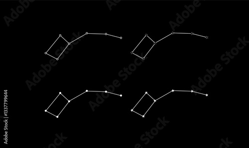 clean vector illustration of the Ursa Minor (Little Dipper) constellation in a minimalist line art style. Perfect for astronomy, celestial maps, and education.