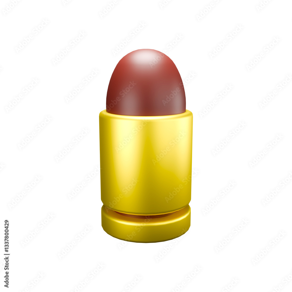 Single Red-Tip Bullet 3D Illustration Single Red-Tip Bullet 3D Illustration