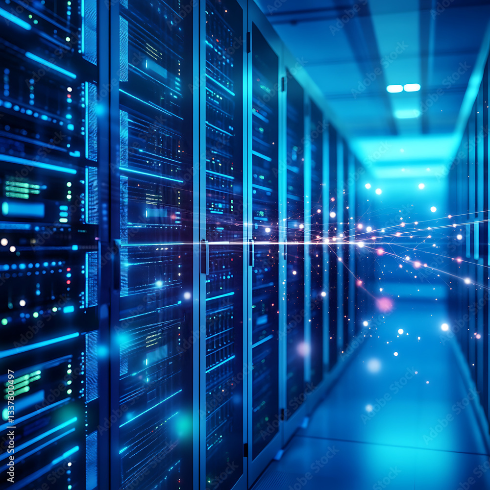 Data center operations technology infrastructure digital environment server management futuristic viewpoint it concept Data center operations technology infrastructure digital environment server management futuristic viewpoint it concept