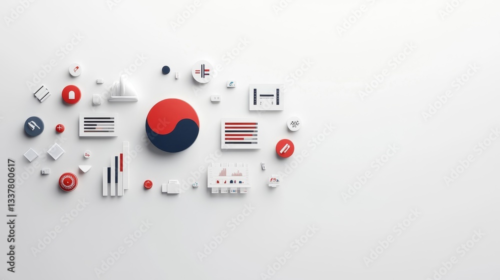 Creative Flat Lay of Korean Symbols on Minimalist Background Creative Flat Lay of Korean Symbols on Minimalist Background