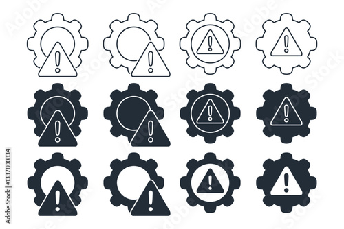 System failure. Gear error warning icon. Illustration vector