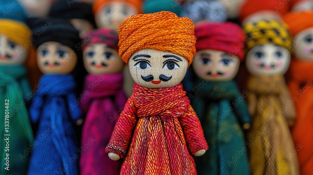 Fototapeta premium Rich History Storytelling Concepts. Colorful traditional dolls showcasing craftsmanship and culture.
