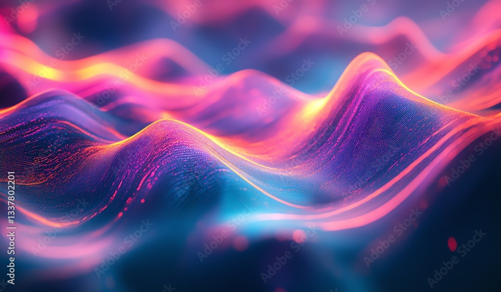 Fototapeta premium Abstract Glowing Waveforms with Pink and Blue Colors Digital Art