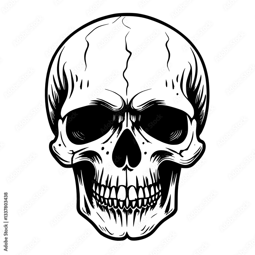 Obraz premium black white skull on white background