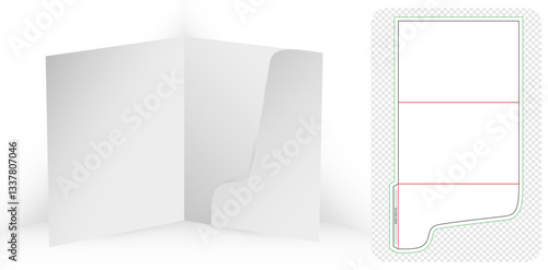 file folder business die cut templates designs 3d mock-up isolated white backgrounds for packaging branding, products compartments unique design, minimalist conceptual holder stationery product office