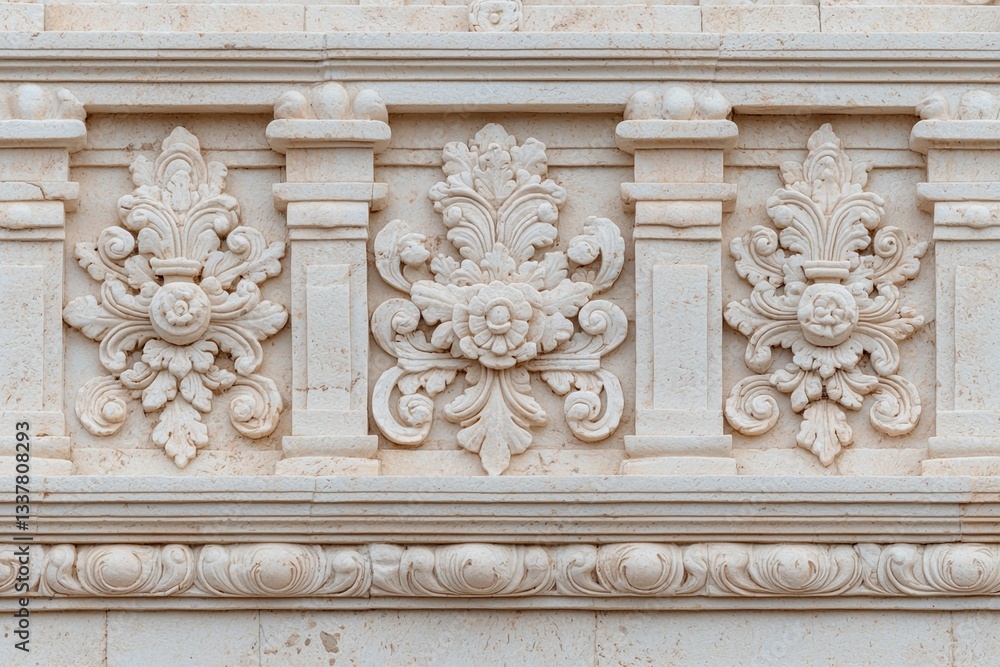 Obraz premium Rich History Storytelling Concepts. Decorative stonework featuring intricate floral designs.