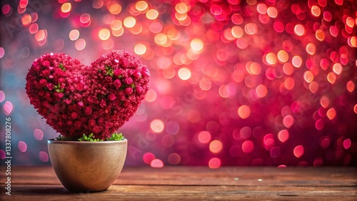 Romantic Valentine's Day Heart Blurred Background - Pink Red Gradient