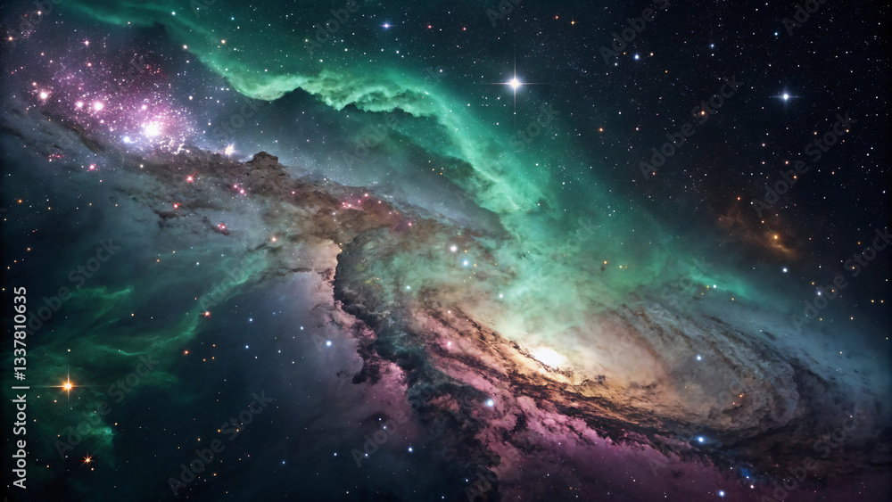 Fototapeta premium Stunning Celestial Nebula - Vibrant Deep Space Galaxy with Stars