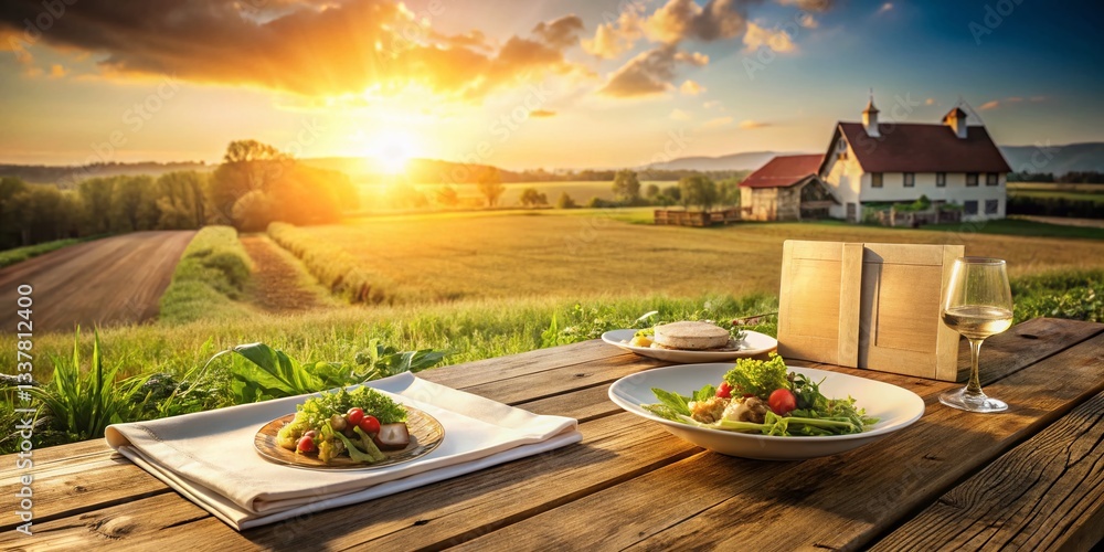 Obraz premium Rustic Farm-to-Table Restaurant Flyer Background: Delicious Food Menu Design