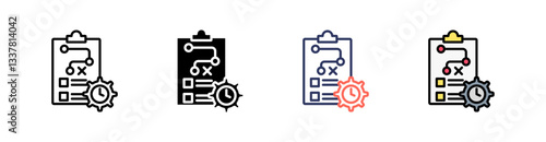 Planning Multi Style Icon Set Vector 