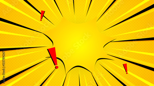 Yellow comic background with blank speech bubble