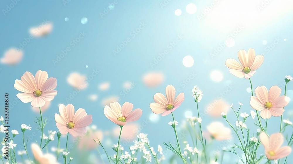 Fototapeta premium Delicate Vector Illustration of Spring Flowers Against Soft Background