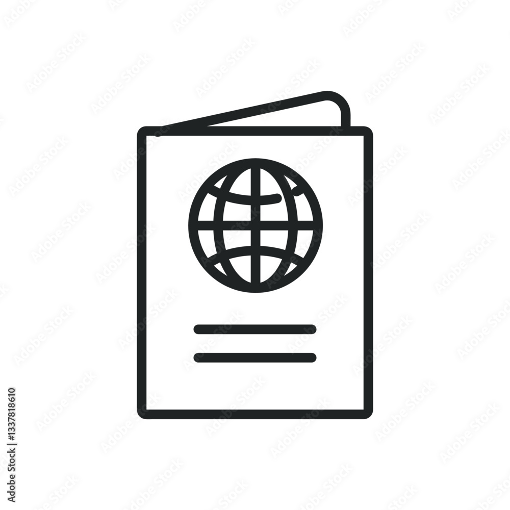 Passport thin line icons. Editable stroke and Perfect pixel on transparent background Passport thin line icons. Editable stroke and Perfect pixel on transparent background