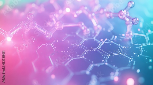 A close-up of a white background with a blue and pink gradient color