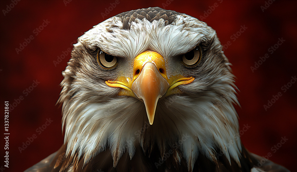 Fototapeta premium an american flag with a bald eagle, realistic photo, hd