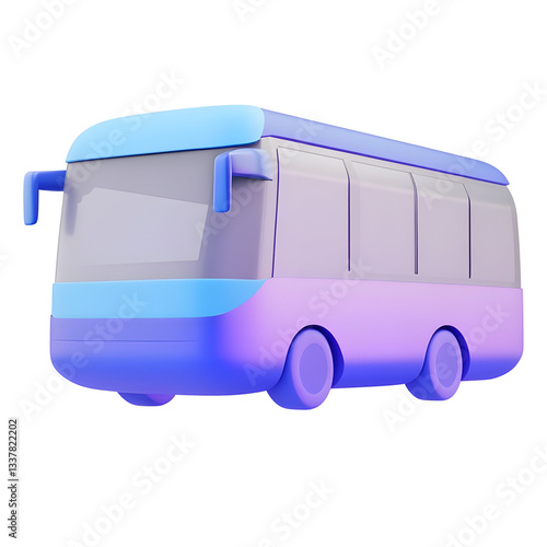Retro bus is depicted in a 3d style.Cartoon plastic style minimal