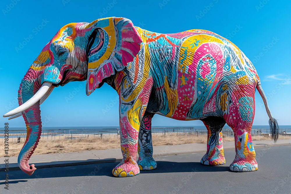 Fototapeta premium an elephant with painted patterns on its skin,