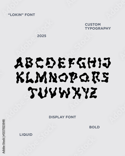 Style ink display font typerface acid costom vector liquid poster alphabet editable