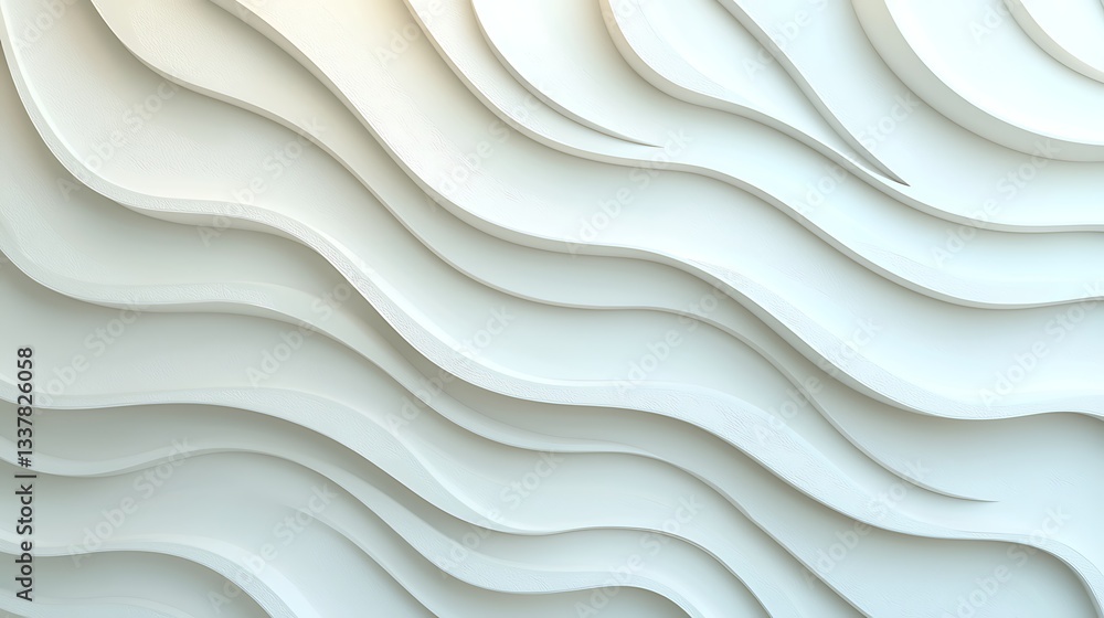 Obraz premium Abstract waves of white texture modern architecture background design soft environment