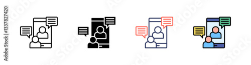 Video Conference Multi Style Icon Set Vector 