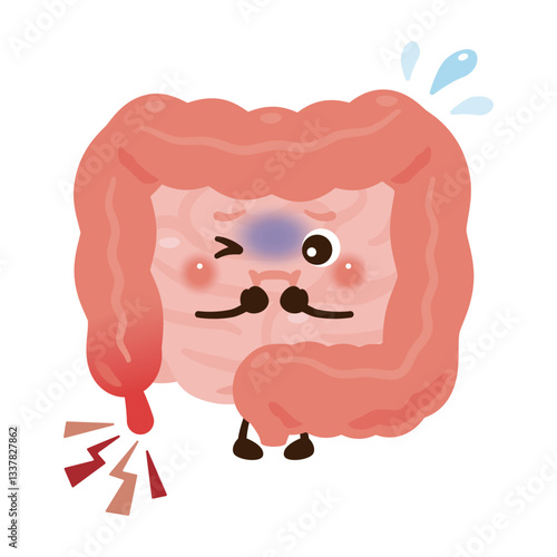 虫垂炎になった腸のキャラクターイラスト