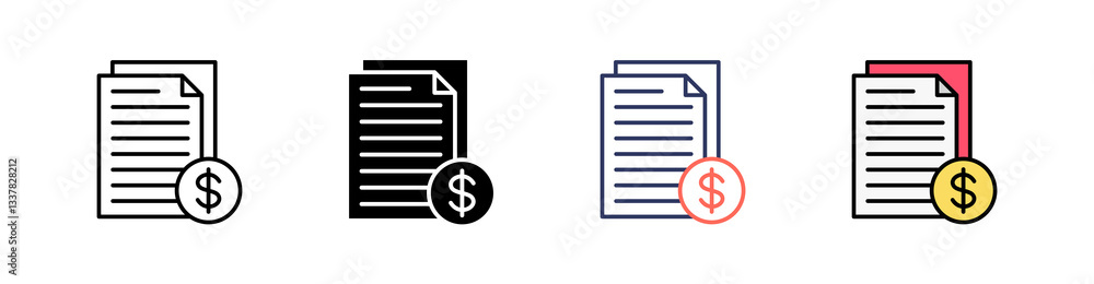 Document Multi Style Icon Set Vector Document Multi Style Icon Set Vector