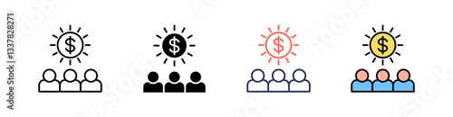 Team Multi Style Icon Set Vector 
