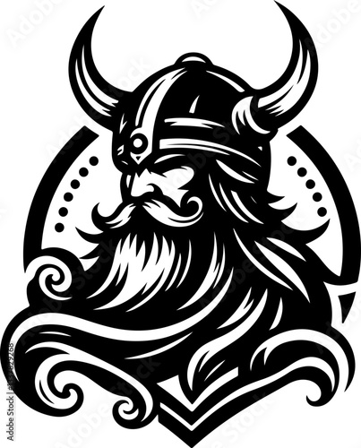 Wallpaper Mural vector sketch illustration silhouette design icon logo symbol viking warrior and king with horn hat ethnic traditional vintage full classic carving Torontodigital.ca