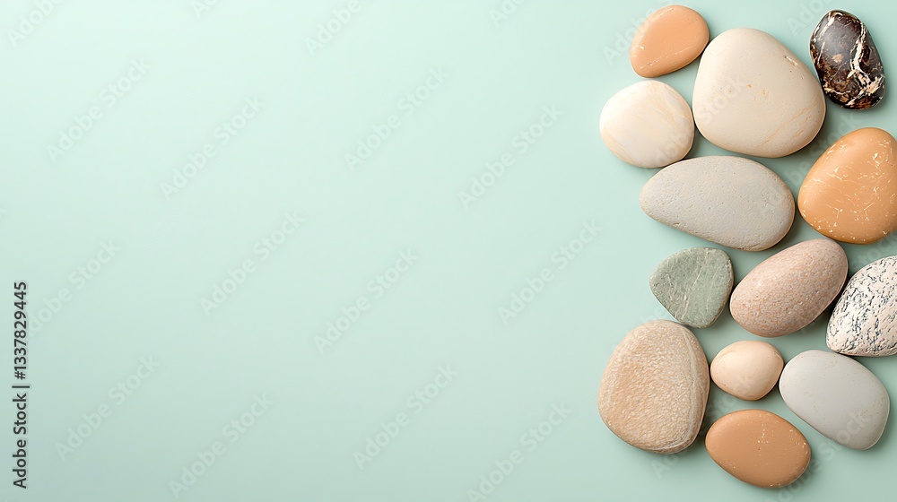 Abstract texture of pebbles on soft blue background natural art visuals calm environment Abstract texture of pebbles on soft blue background natural art visuals calm environment