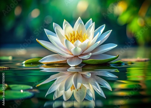 Serene White Water Lily Portrait - Close-up Botanical Photography