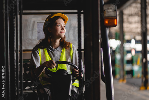 Female Forklift Driver in W...