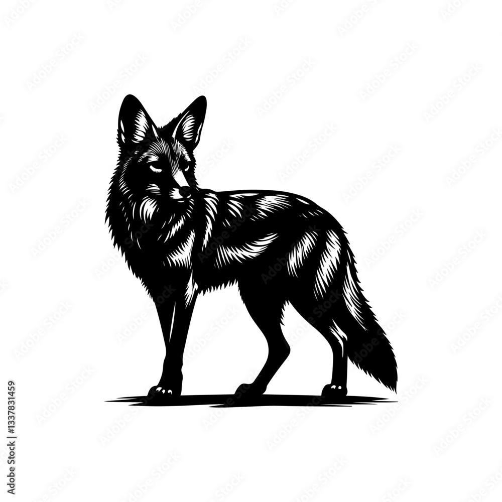 Fototapeta premium Jackal silhouette vector file illustration on white background