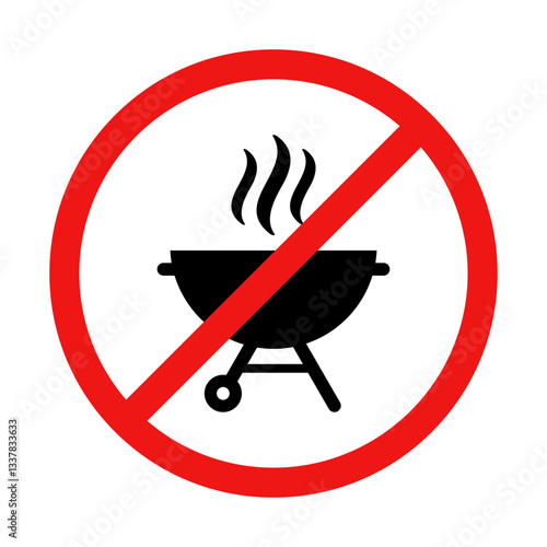 No Barbecue Sign on White Background